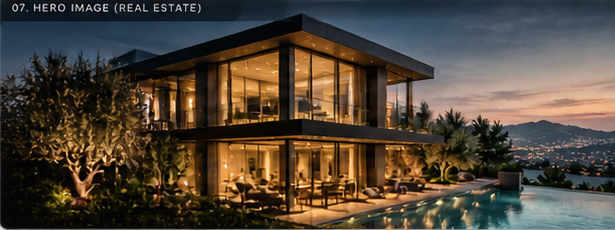 Premium modern villa at dusk